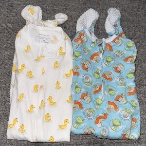 Disney baby Toy Story and rubber ducky footy pajama lot of 2 pajamas size 18 mo.